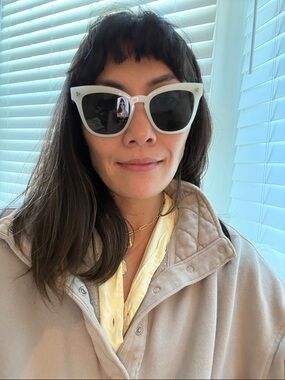 Oliver Peoples bone white sunglasses worn